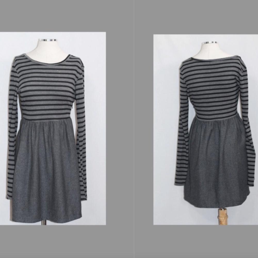 Savannah Rae Grey & Black Stripe Dress
